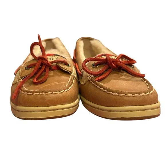 Sperry Top Sider Leather With Lambswool Shoes Womens Size 6M Brown Red Plaid - Picture 9 of 12